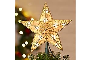 9.5-Inch Sliver Glittered 3D Star Christmas Tree Topper with Built-in Lights