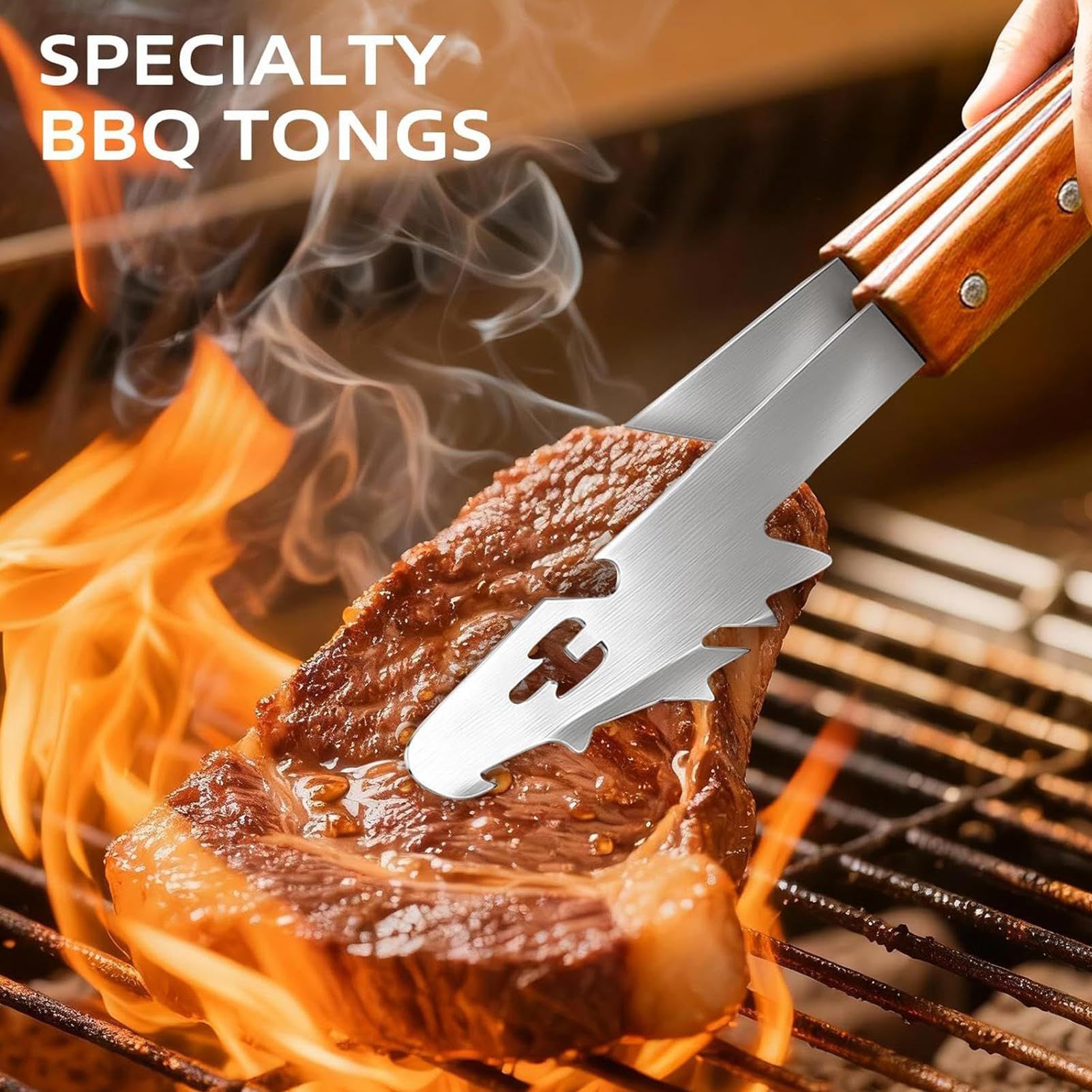Zestaw Narzędzi do Grillowania i Barbecue Kompaktowe Narzędzia ze Stali | Przyrząd Do Grillowania Na Wolnym Powietrzu Dla Mężczyzn i Na Prezent
