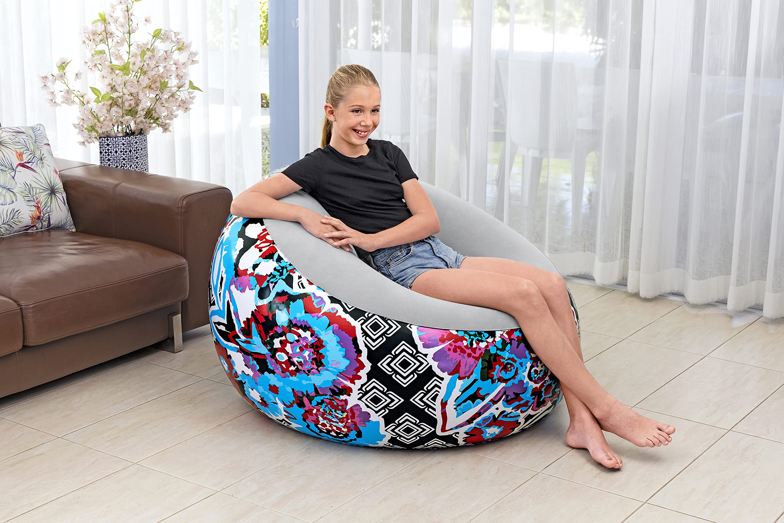 Bestway Inflate A Łóżko Dmuchane, Wielokolorowy, 112 x 112 x 66 cm