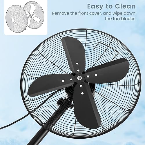 Miniatura 8 de COSTWAY Ventilador de pedestal de metal, ventilador silencioso de pie oscilante de 75 de alta velocidad de 16 pulgadas con altura ajustable, 3