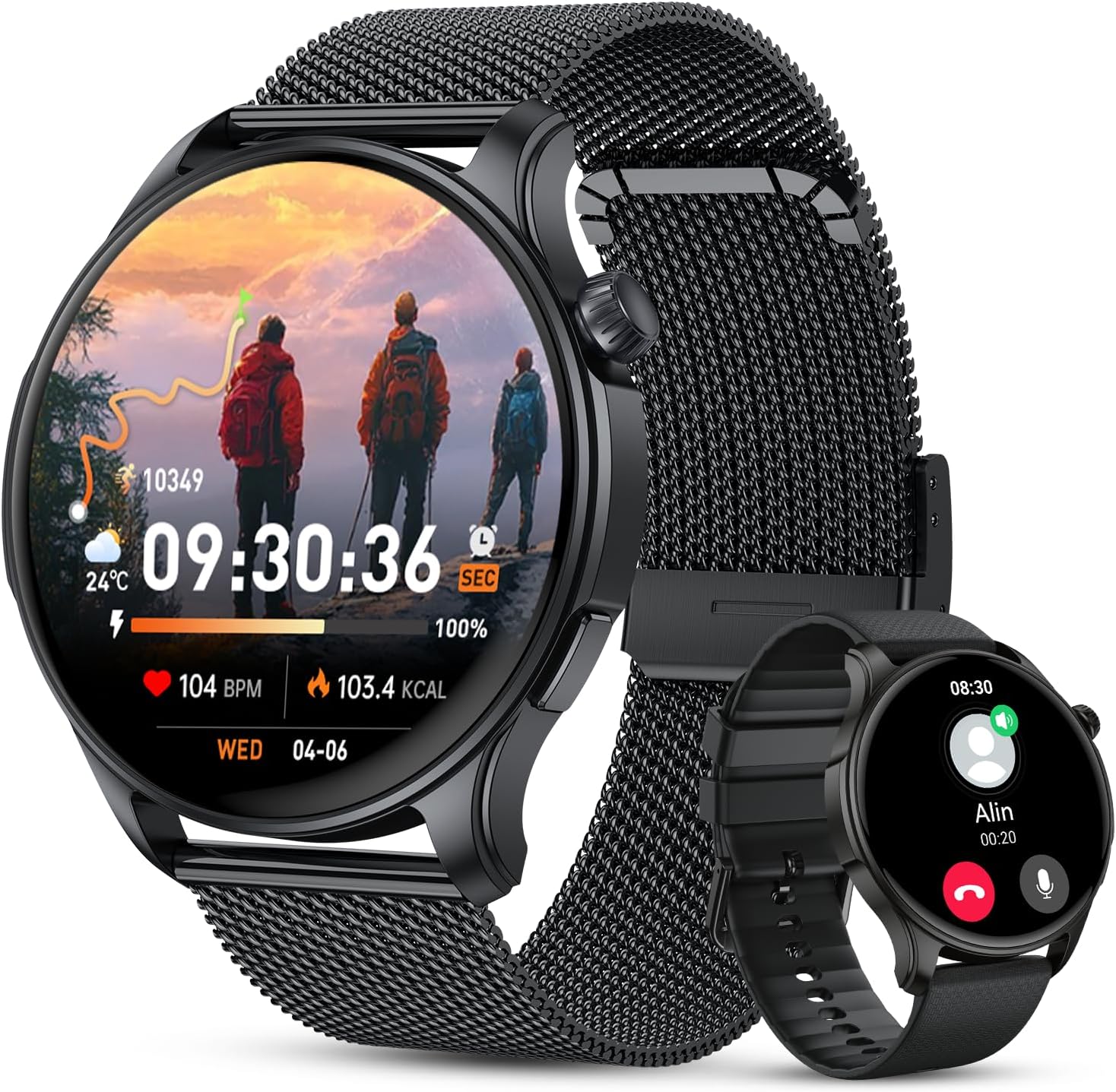 Smartwatch Uomo Donna Orologio Fitness: Effettua o Risposta Chiamate 1.43" Orologio Smartwatch Contapassi Cardiofrequenzimetro Sonno 120+ Modalità Sportivo Fitness Tracker IP68 Smart Watch Android iOS