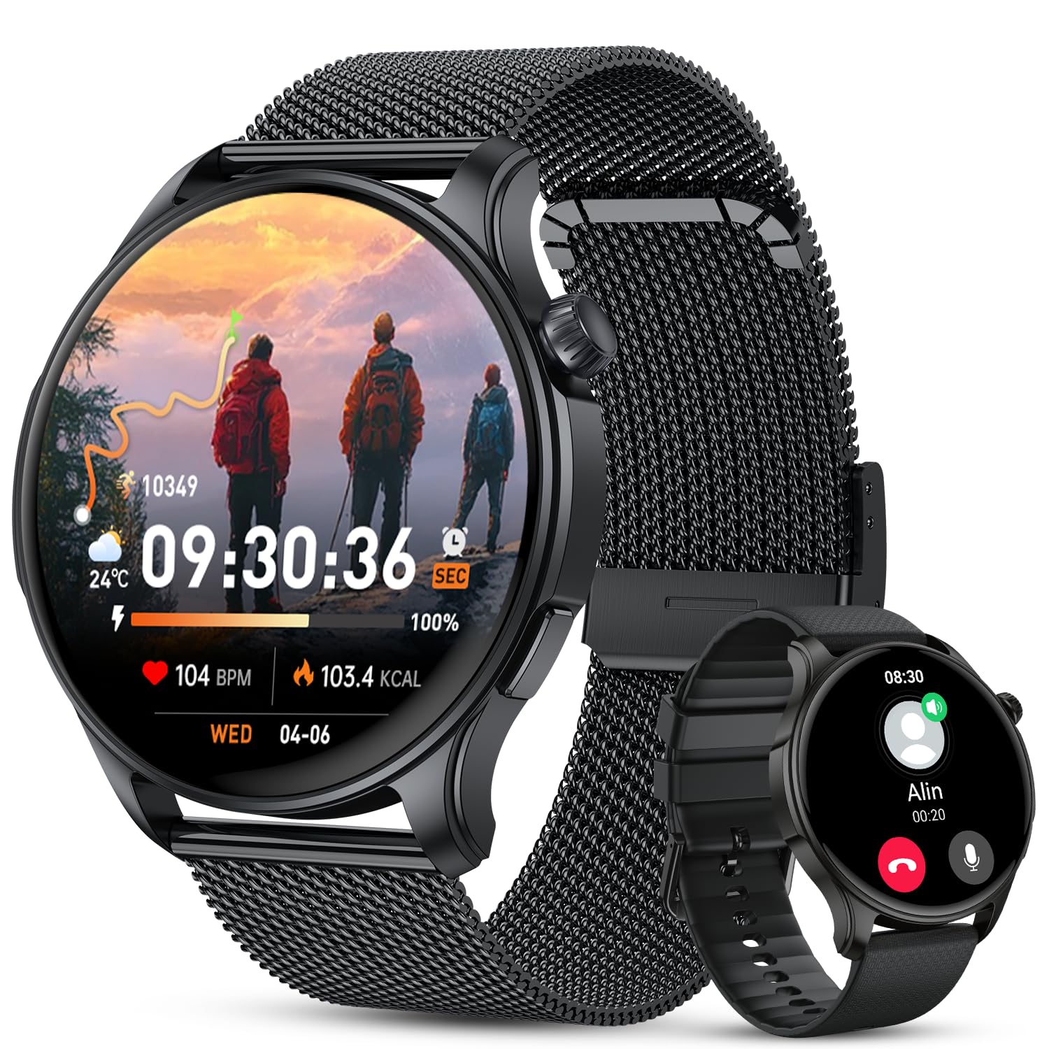 Reloj Inteligente Hombre Mujer Smartwatch con Llamadas: Impermeable Fitness Tracker Bluetooth Digital Smart Watch Deportivo Pulsera Actividad Podómetro Pulsómetro Monitor de Sueño para Android ios