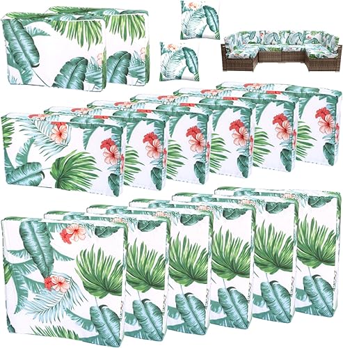 Fundas de cojín de repuesto para patio al aire libre, 14 fundas de cojín para 7 piezas, muebles de exterior, juegos de asientos seccionales,