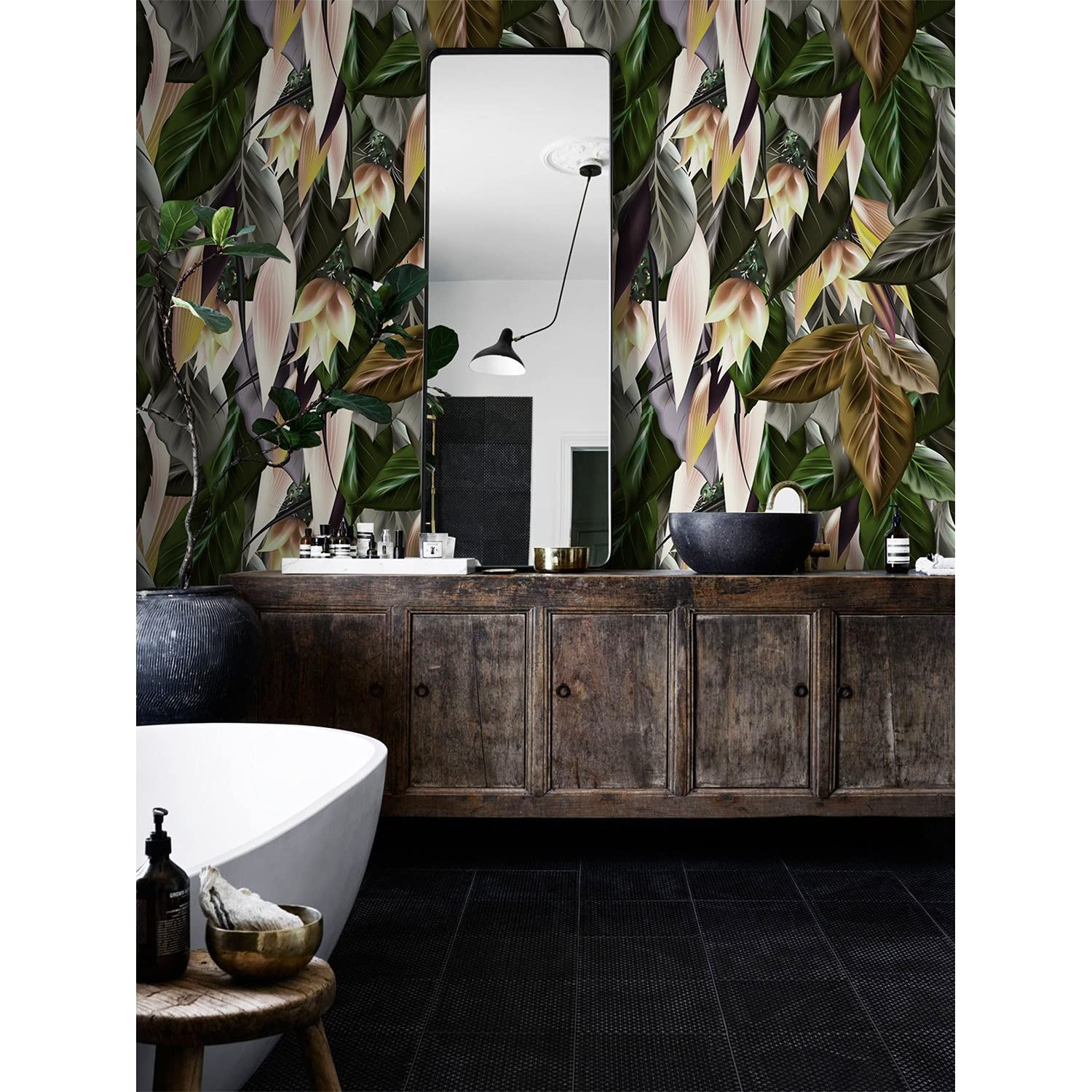 Papier peint feuilles tropicales muralo pour creer une ambiance nature dans la cuisine