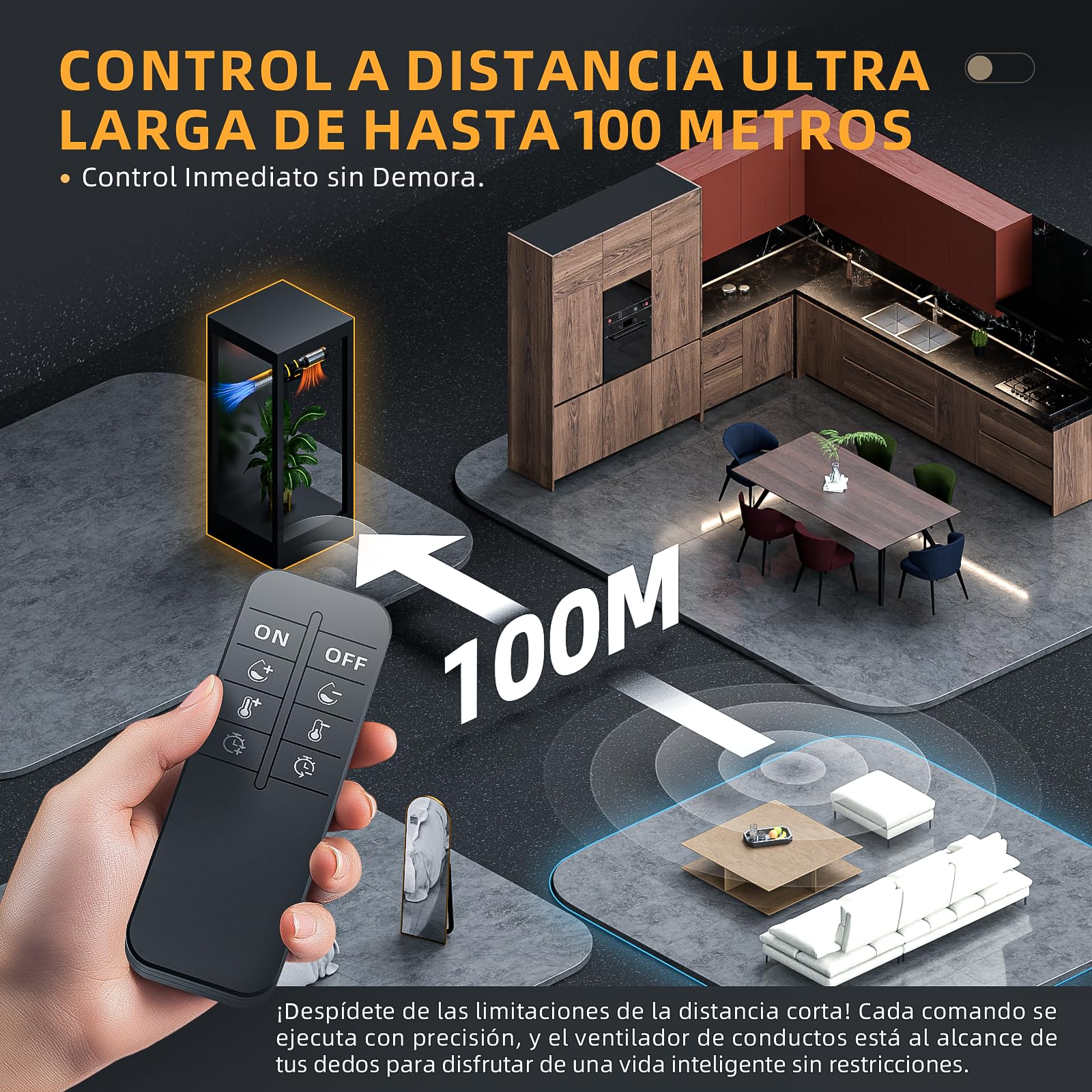 100mm Extractor de Aire con Mando a Distancia,367m³/h Ventilador de Extracción Temporizador Sensor de Temperatura y Humedad, 30dB Motor de Cobre Puro, Protección Térmica,Cable VDE 3m, Negro