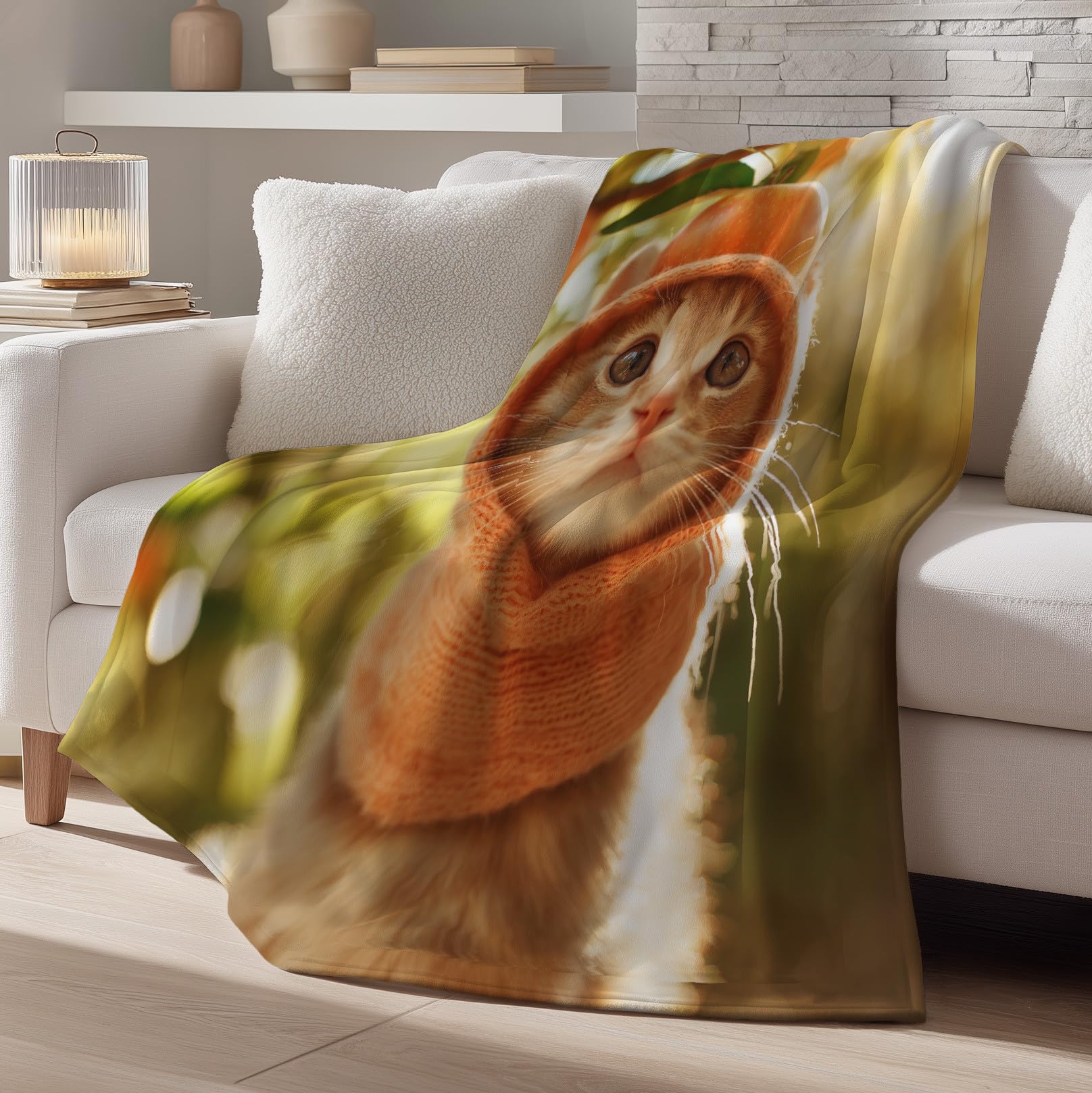 Genérico Niespodzianki i zabawne prezenty-koc z nadrukiem dla ojca matki bliskich i bliskich - pomarańczowy miód owoce koc sofa polarowa miękka termiczna 200 x 240 cm