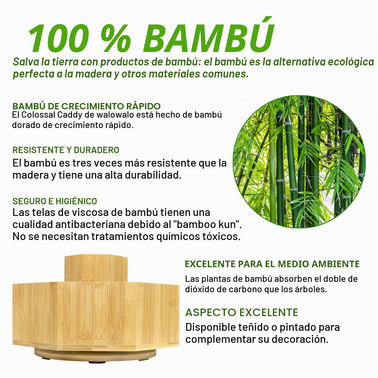 walowalo Organizador giratorio de bambú con capacidad para más de 800 lápices giratorios, soporte para bolígrafos para escritorio, almacenamiento de brochas para oficina, escuela, aula, organización
