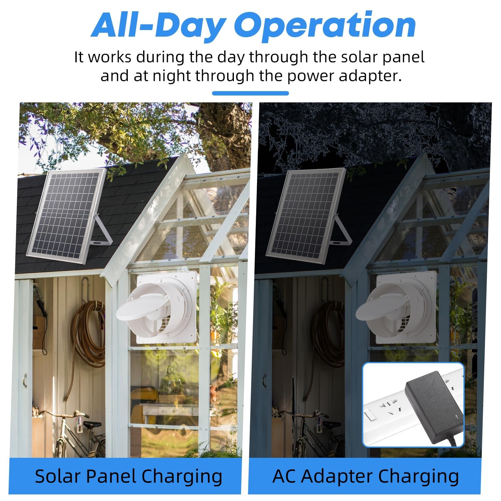 Solarbetriebener Ventilator, 20 W Solarpanel mit 25,4 cm Solar-Abluftventilator, wasserdichter Solarventilator für Schuppenbelüftung, Solar-Außenventilator für Gewächshaus, Hühnerstall,