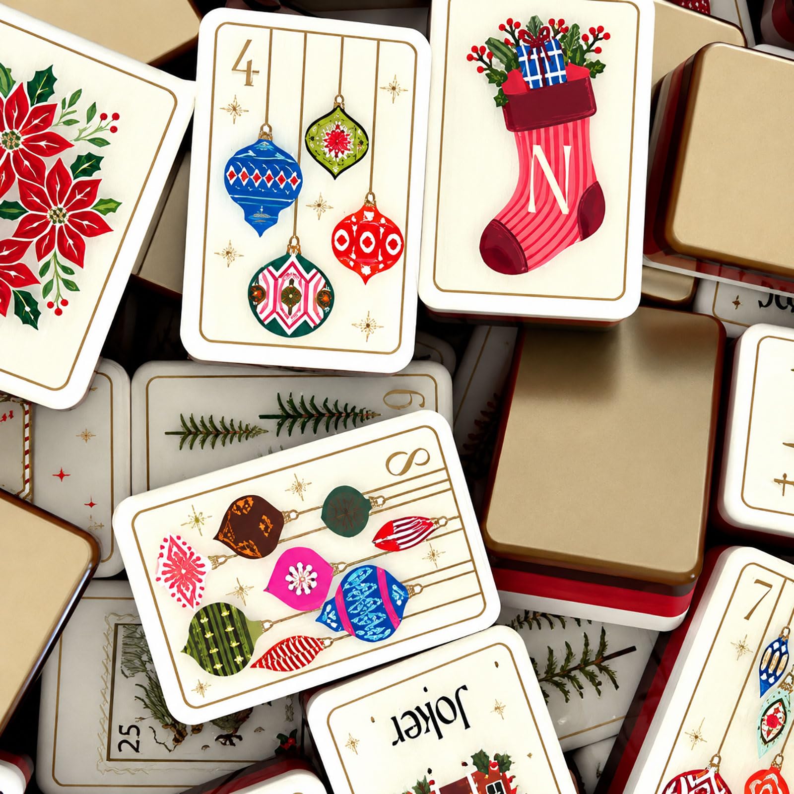 Set di Mahjong tema natalizio (160 pezzi),per serata di gioco in famiglia