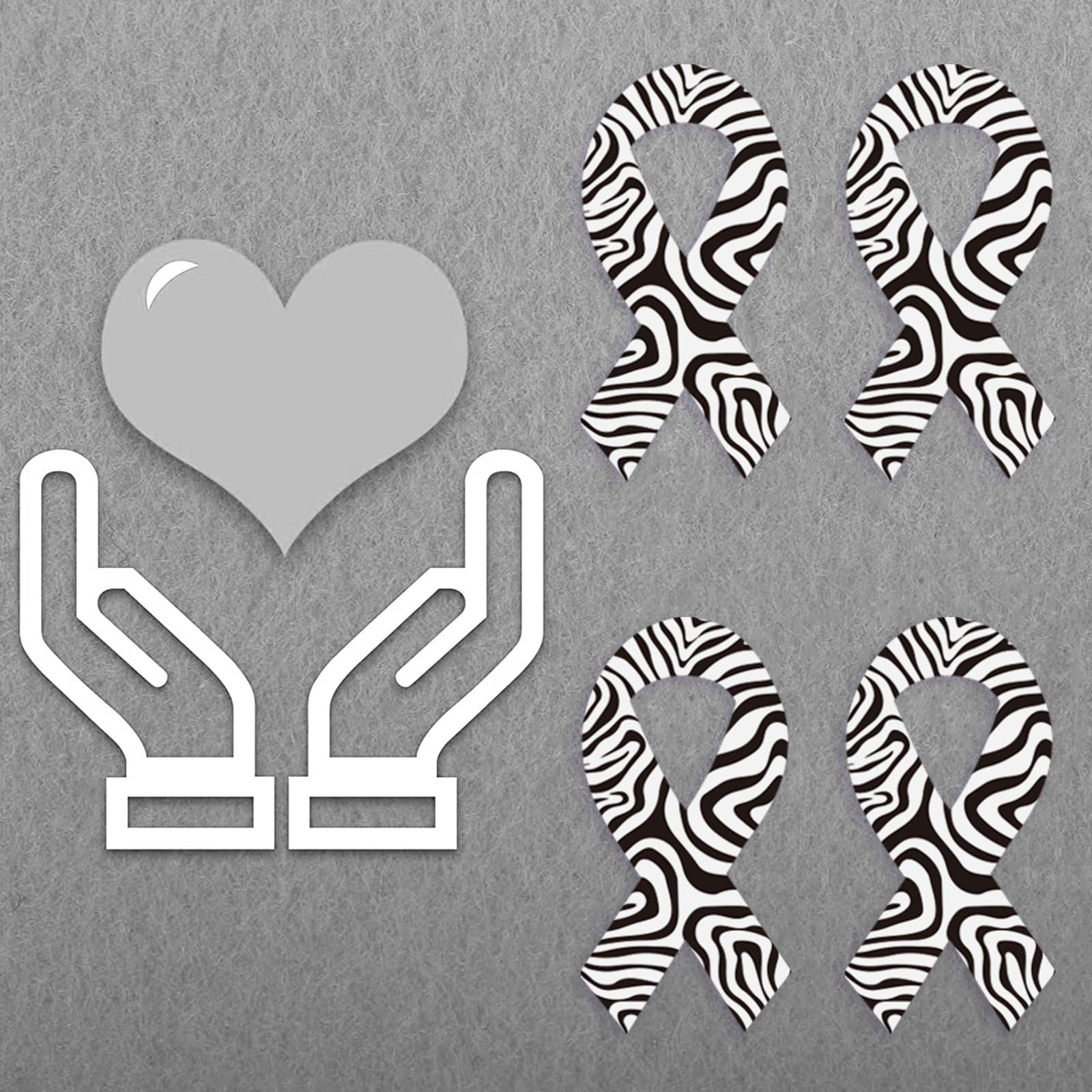 WANDIC 500 PCS Ribbon Sticker Roll Black White Zebra Ribbon Decal Rare Disease Carcinoid Awareness Care Stickers,for Social Charitable Activities,1.9 * 3.8cm - Image 4