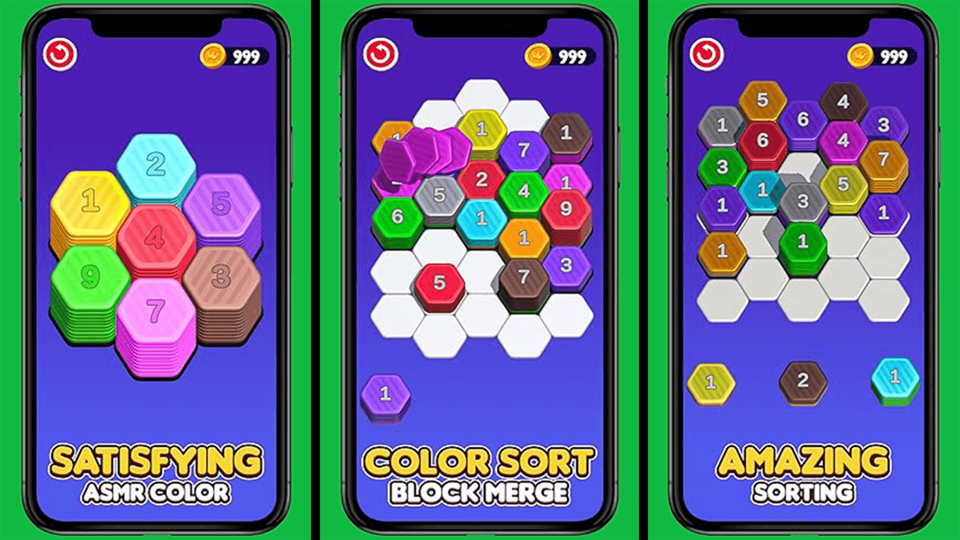 Hexa Sort Stack Number Count Master: 2248 Numbers Blocks Merge Puzzle ...