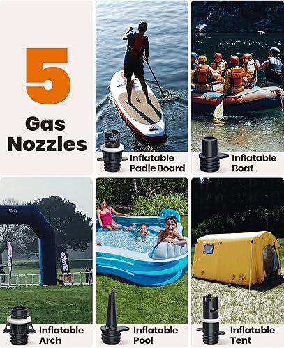 Miniatura 8 de OutdoorMaster Bomba de aire SUP de alta presión de 16 PSI con batería recargable, The Whale, función inteligente de inflado y apagado automático de