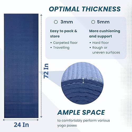 Miniatura 3 de Everyday Yoga Tapete de lujo  72 pulgadas de largo x 24 pulgadas de ancho, antideslizante, antidesgarros, 0.118-0.197 in de grosor para yoga,