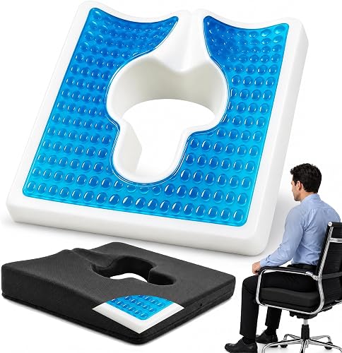 Rivquvi Gel Wheelchair Seat Cushion, Wedge Pillow for Office Chair and Car,Coccy