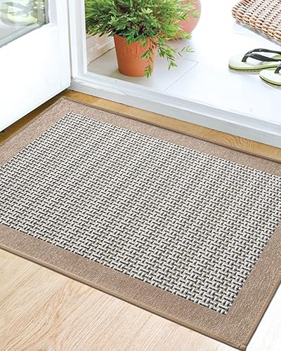 LUMI Tapete para puerta de entrada interior, tapete de goma de larga duración, antideslizante, absorbente, de bajo perfil, para entrada, tapete para