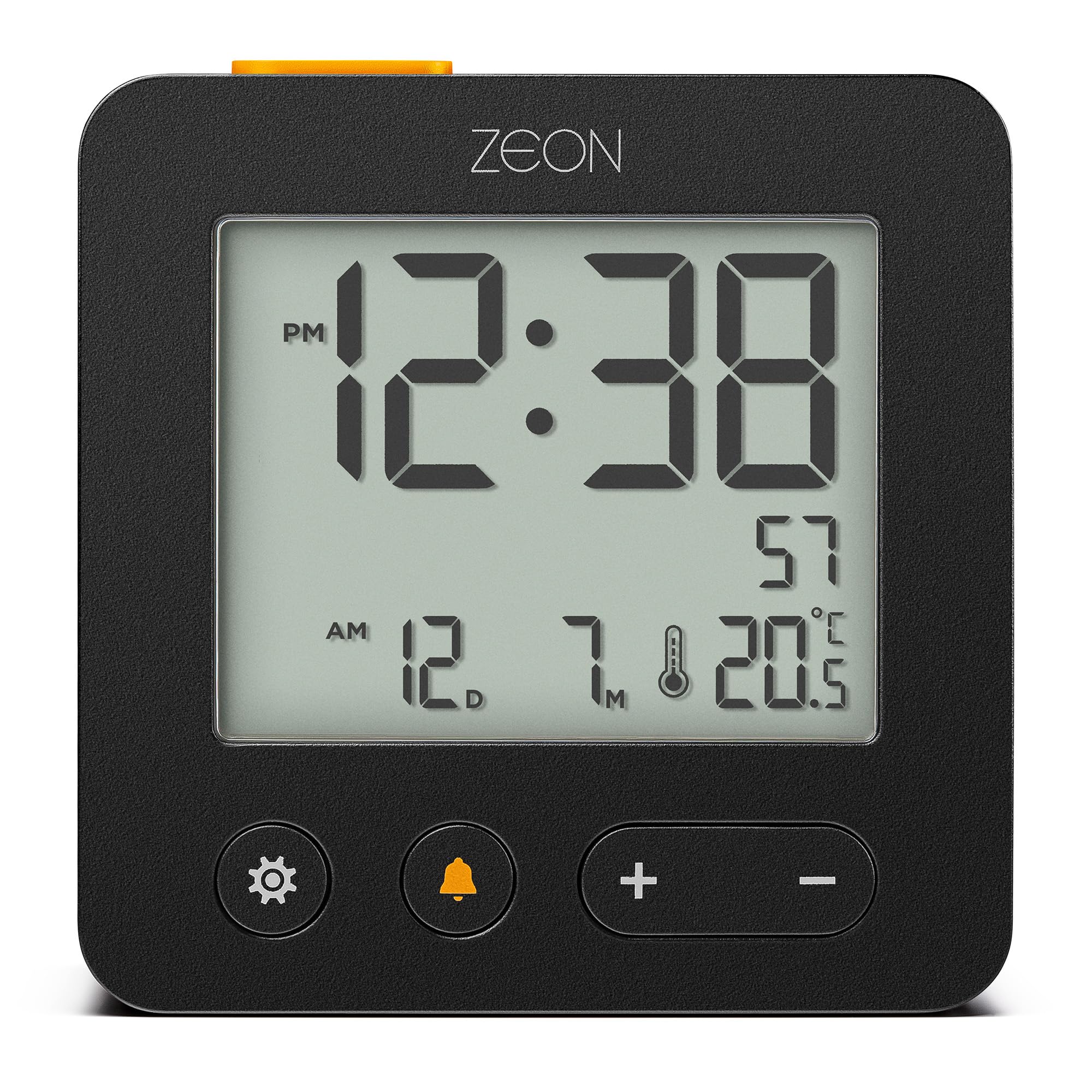 ZEON Digital Travel Alarm Clock with Positive LCD Display, Snooze and Backlight Function and Temperature & Date Display in Black, CE4557