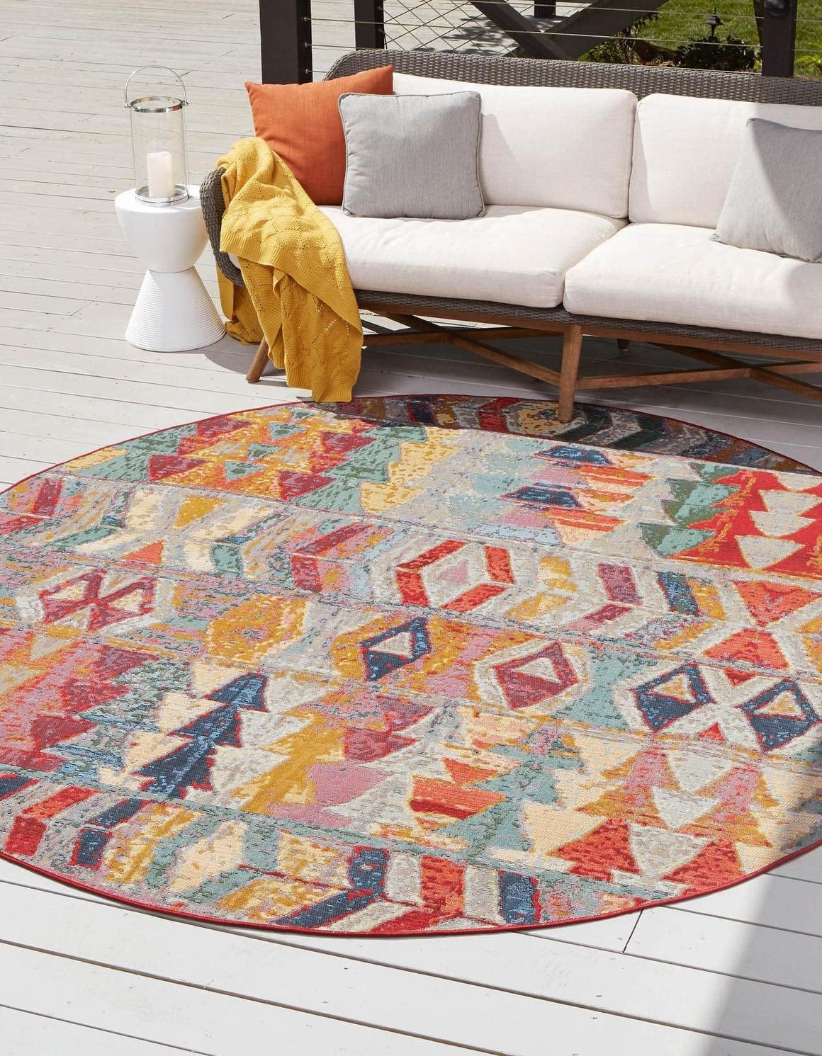 Unique Loom Outdoor Modern Collection Area Rug - Tamarindo (3' 3" x 5' 3" Rectangle Multi/Burgundy)