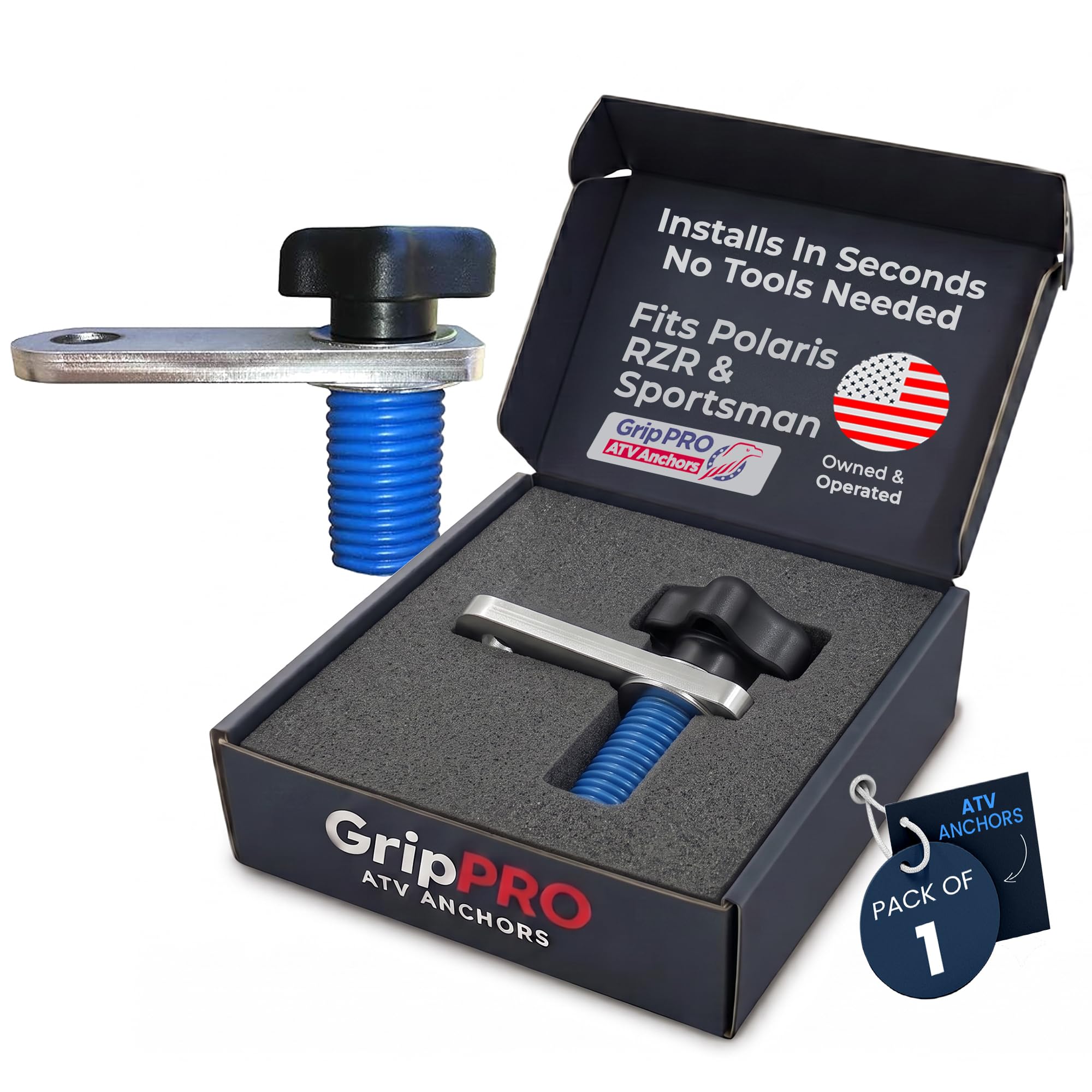 grippro atv anchors flag mount to fit polaris rzr lock & ride holes - atv flag pole holder - quick release bracket fits rzr does not fit ranger or general