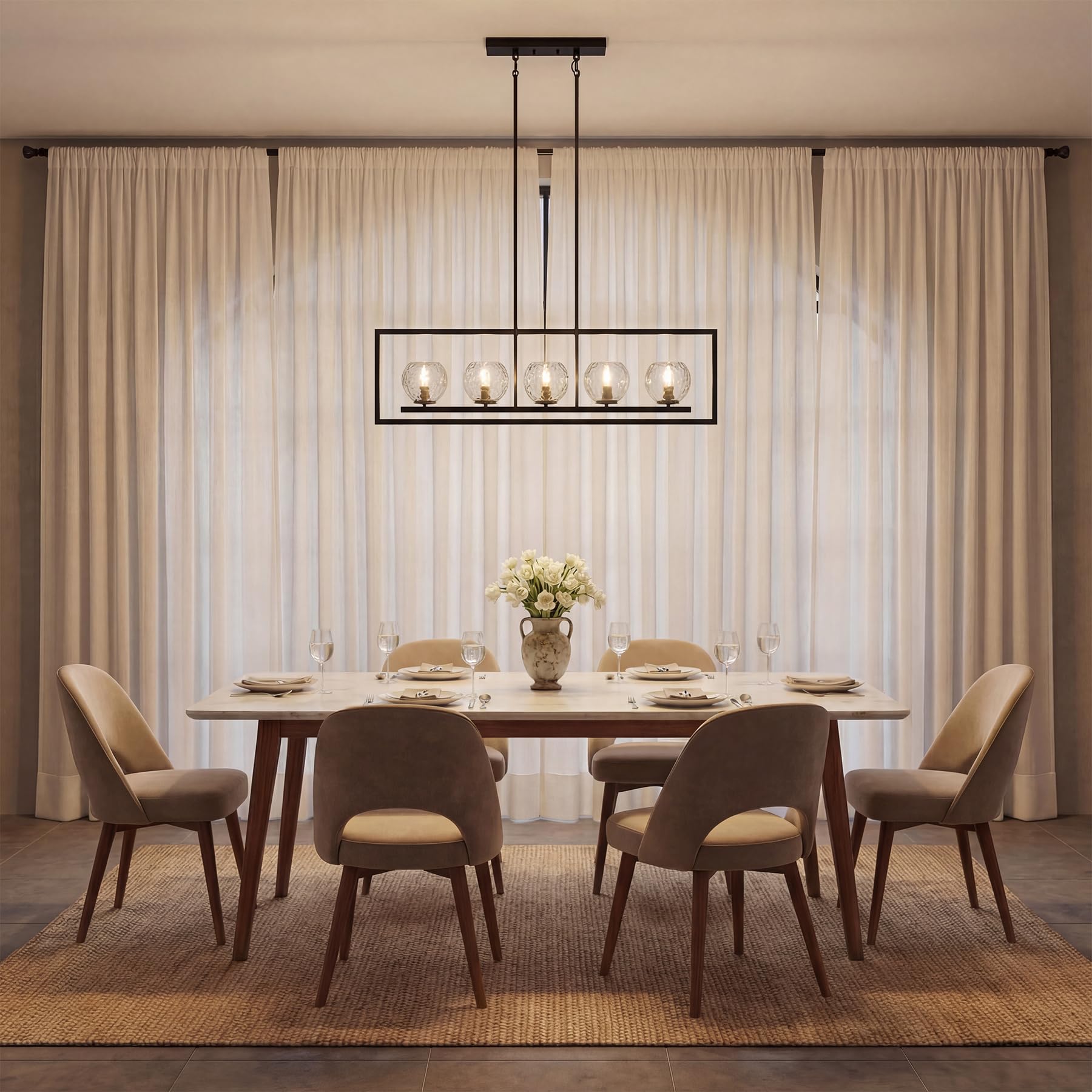 Tribesigns Moderne 5-flammige Hängeleuchte, höhenverstellbar, metallene Deckenleuchte für Esszimmer, Küche, Foyer, Eingangsbereich und Schlafzimmer (E14-Fassung, ohne Leuchtmittel)