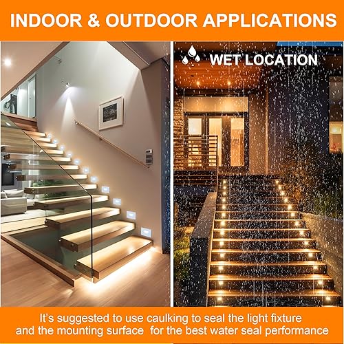 Miniatura 3 de CLOUDY BAY Luz LED regulable de 120 V 5CCT para interiores y exteriores, 2700 K3000 K3500 K4000 K5000 K, luz de escalera, blanco, paquete de 3