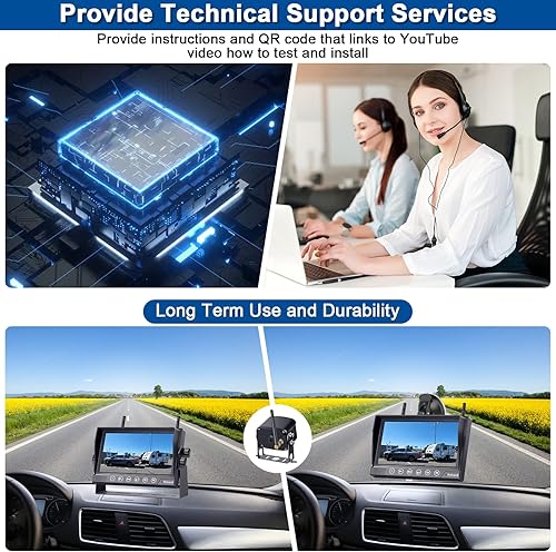 Miniatura 7 de Cámara de respaldo para RV HD1080P, 2 cámaras con llave táctil de 7 pulgadas, monitor DVR, señales digitales estables, sistema de cámara de visión