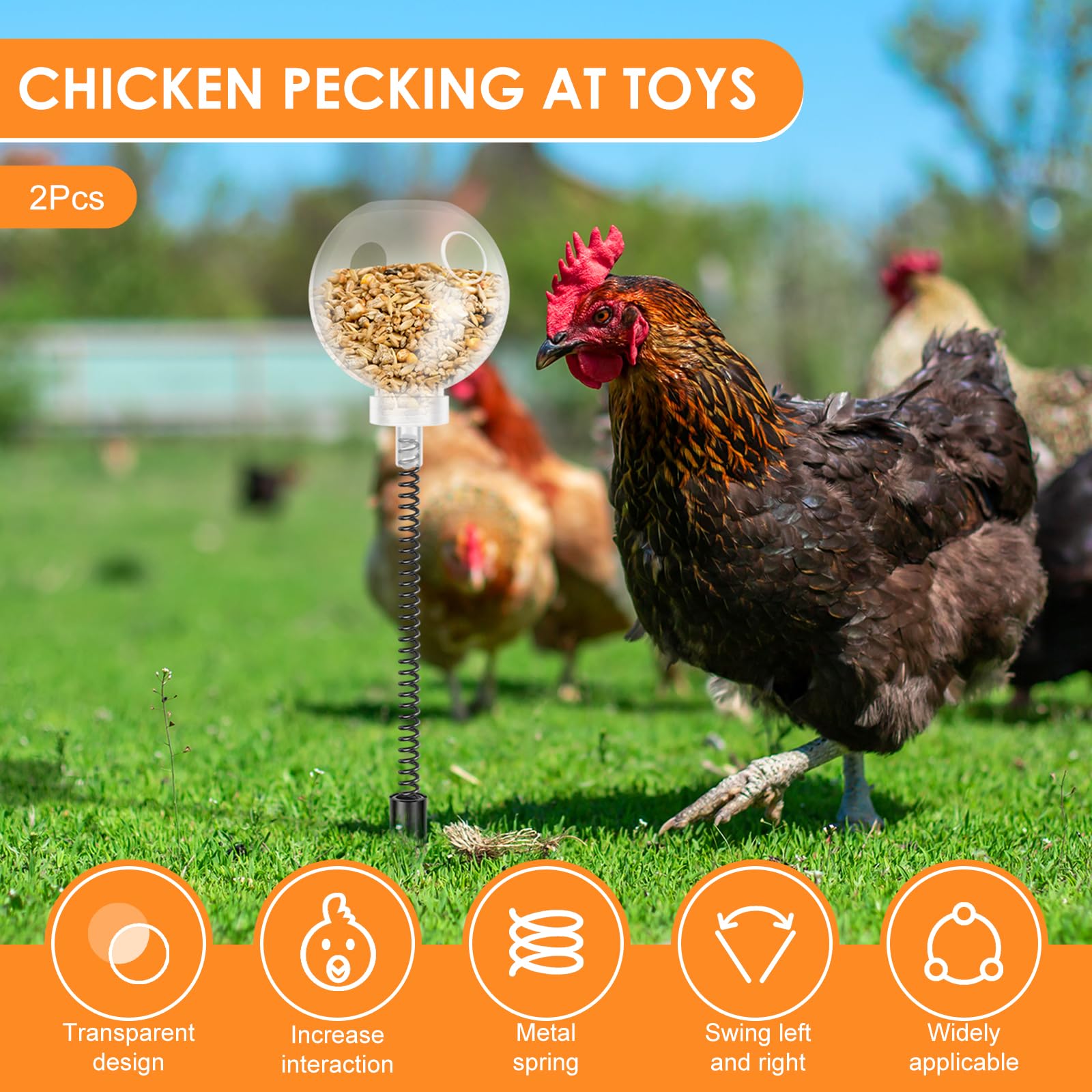 2 Pack Peck Toy, Chicken Slow Feeder, Lightweight Chicken Treat Dispenser, Interactive Chicken Slow Feeder Toy, Fun Chicken Enrichment Toys for Hens Ducks Large Birds Parrots
