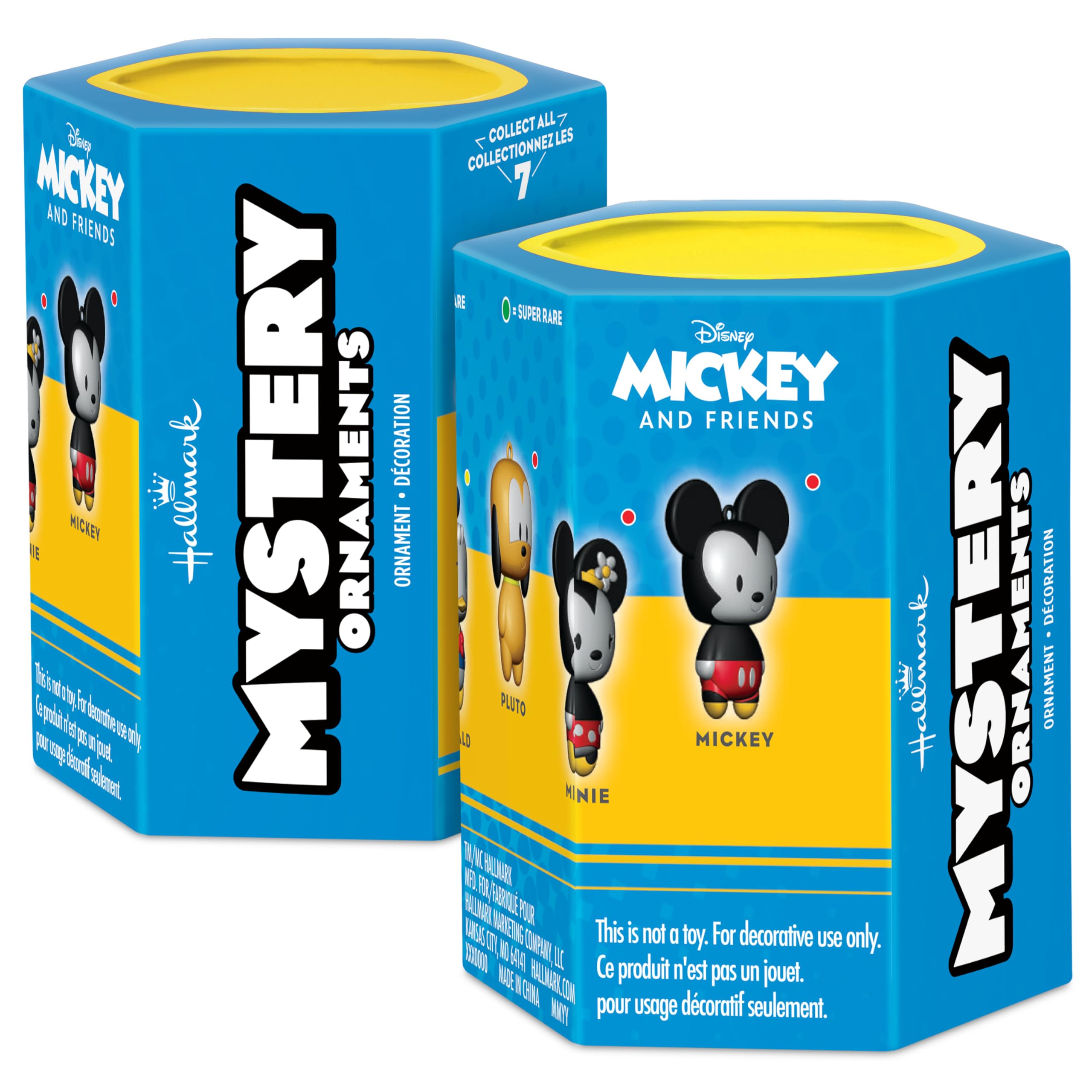 Disney Mickey Mouse Mystery Christmas Ornaments, Shatterproof, Set of 2