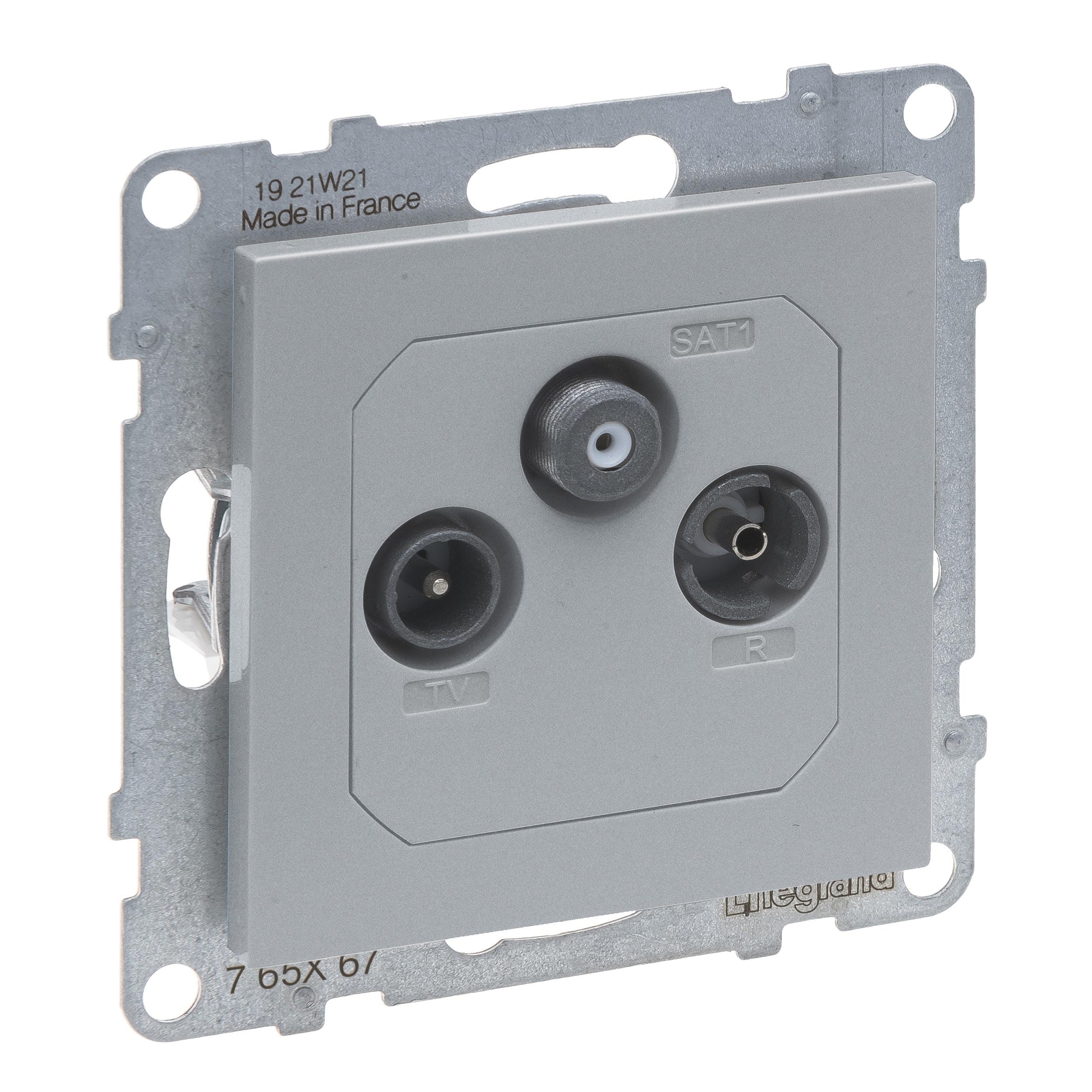 LEGRAND, Seano 765267 Single Socket TV-R-SAT Star Cable HD-TV Connection Loss 1.5 dB Painted Aluminium
