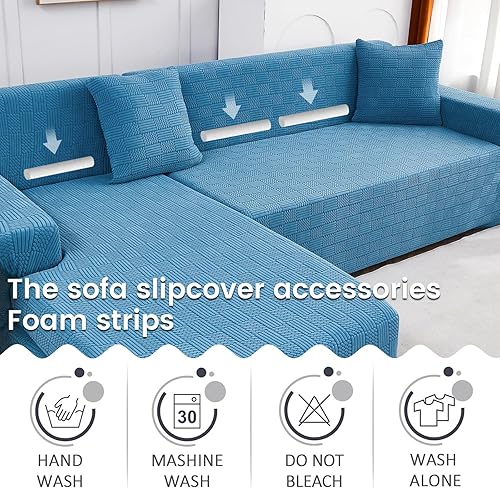 Miniatura 4 de ele ELEOPTION Funda para sofá modular, funda universal de tela elástica para sofá, 2 piezas para sofá seccional en forma de L, protector de sofá