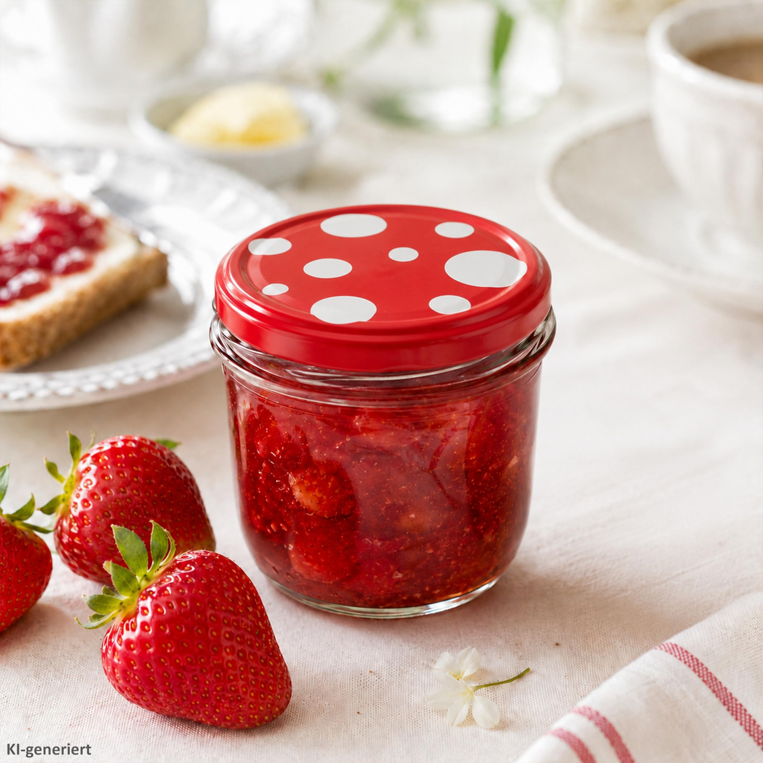 MamboCat 100er Set Sturzglas 230 ml To 82 Fliegenpilz Deckel rot weiß gepunktet incl. Diamant Gelierzauber Rezeptheft Marmeladenglas Einmachglas Einweckglas