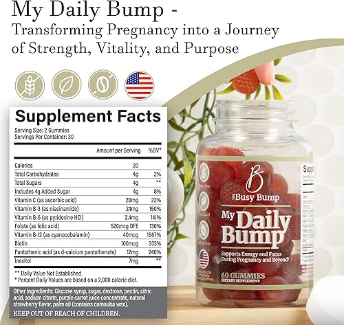 Miniatura 6 de My Daily Bump Vitamin B Complex with Inositol for Increased Energy, Focus, & Immune Boost - Plant-Based, Gluten-Free Formula Supporting Healthy