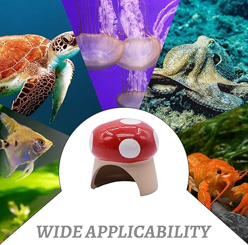 Miniatura 6 de AnRui Lindas decoraciones de acuario en forma de hongo de cerámica, decoración de acuario de cueva, adornos temáticos para peces pequeños, cíclidos,