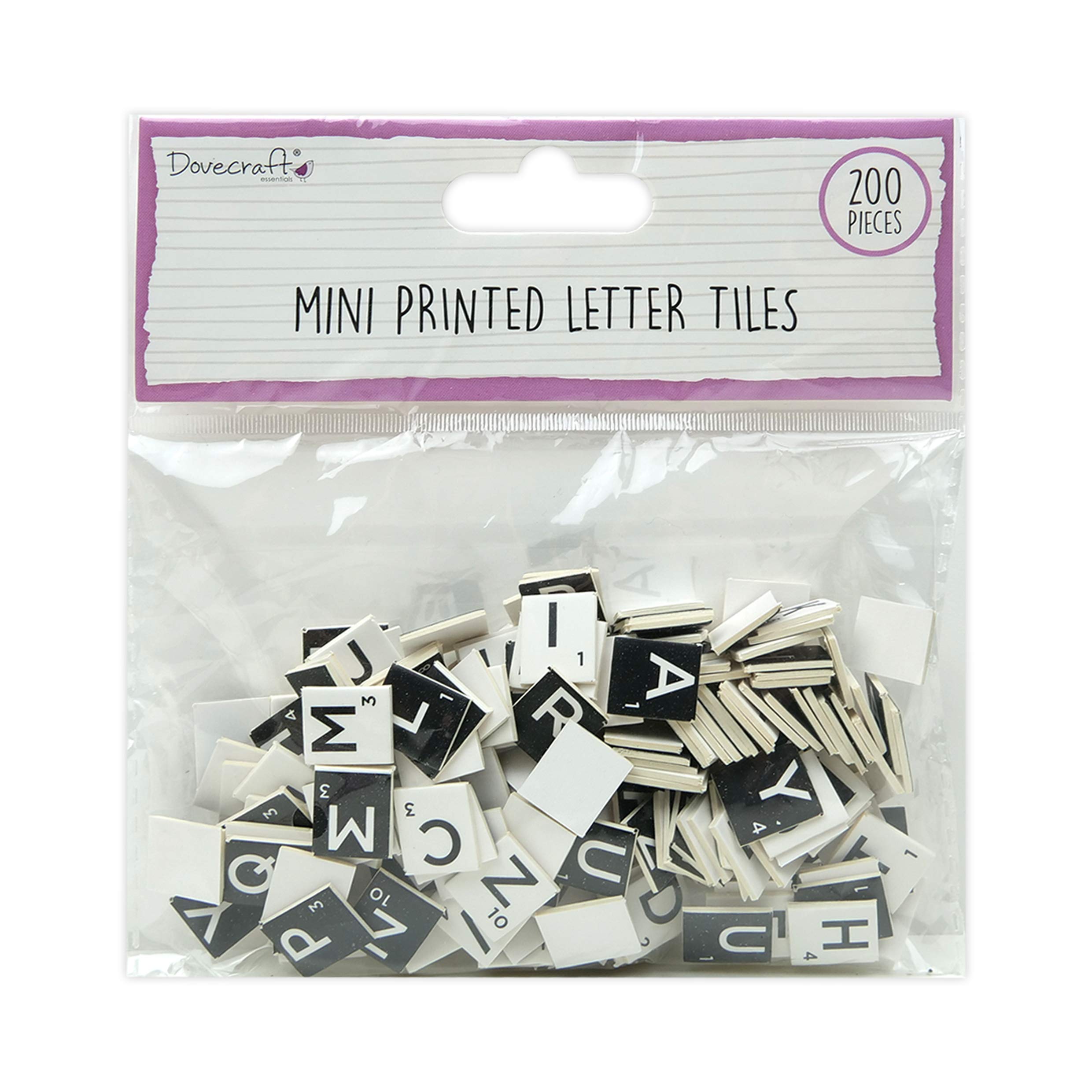 Dovecraft Essentials Mini Letter Tiles Black and White, Multi, one Size