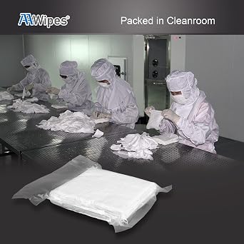 AAwipes Knitted Microfiber Cleanroom Wipers 9x9 (Bag of 100 Pcs, 180gsm) Superfine Polyester-Polyamide Lint Free Cloths for Fiber Optics, Ultrasonically Sealed Edge, Class 100 Cloths (MF18009)