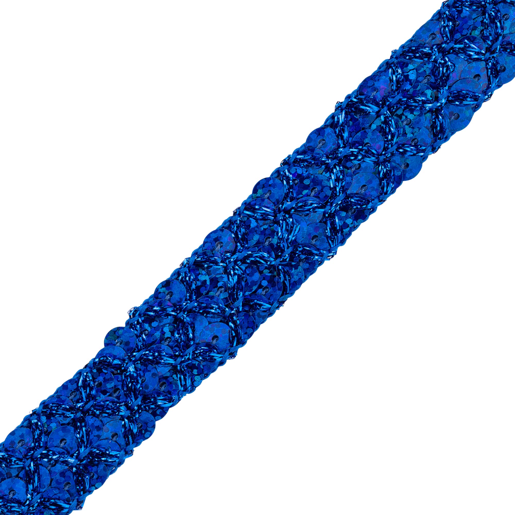 Non Stretch Sequin Trim: 3 Row Ribbon for Crafting, Sewing & Dressmaking - 20mm Fabric Trim, Rhinestone Ribbon, Versatile for DIY Projects (Royal Blue, 5m)