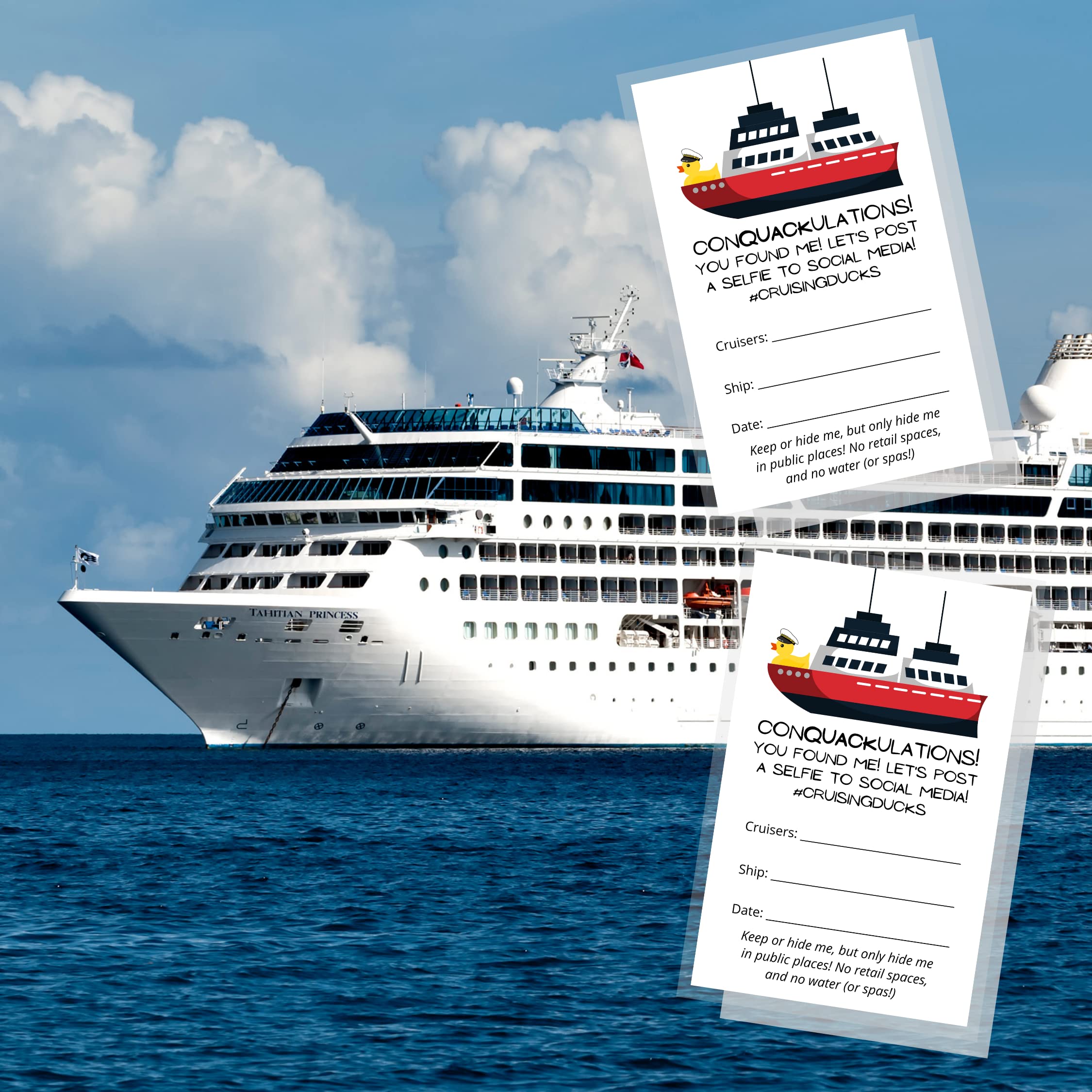 Amazon.com : Boutique Marketing Cruising Ducks Tag | 50 Pack | Carnival  Rubber Cruising Duck Tag | Printed Physical Tags 2 x 3inch inches |  CruisingDucks ConQuackulations : Office Products