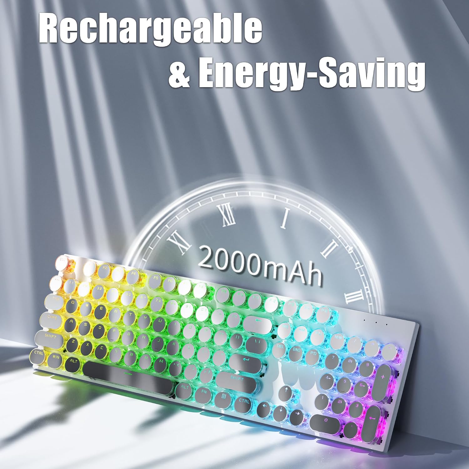 TISHLED H104 keyboard with a 2000mAh battery indicator