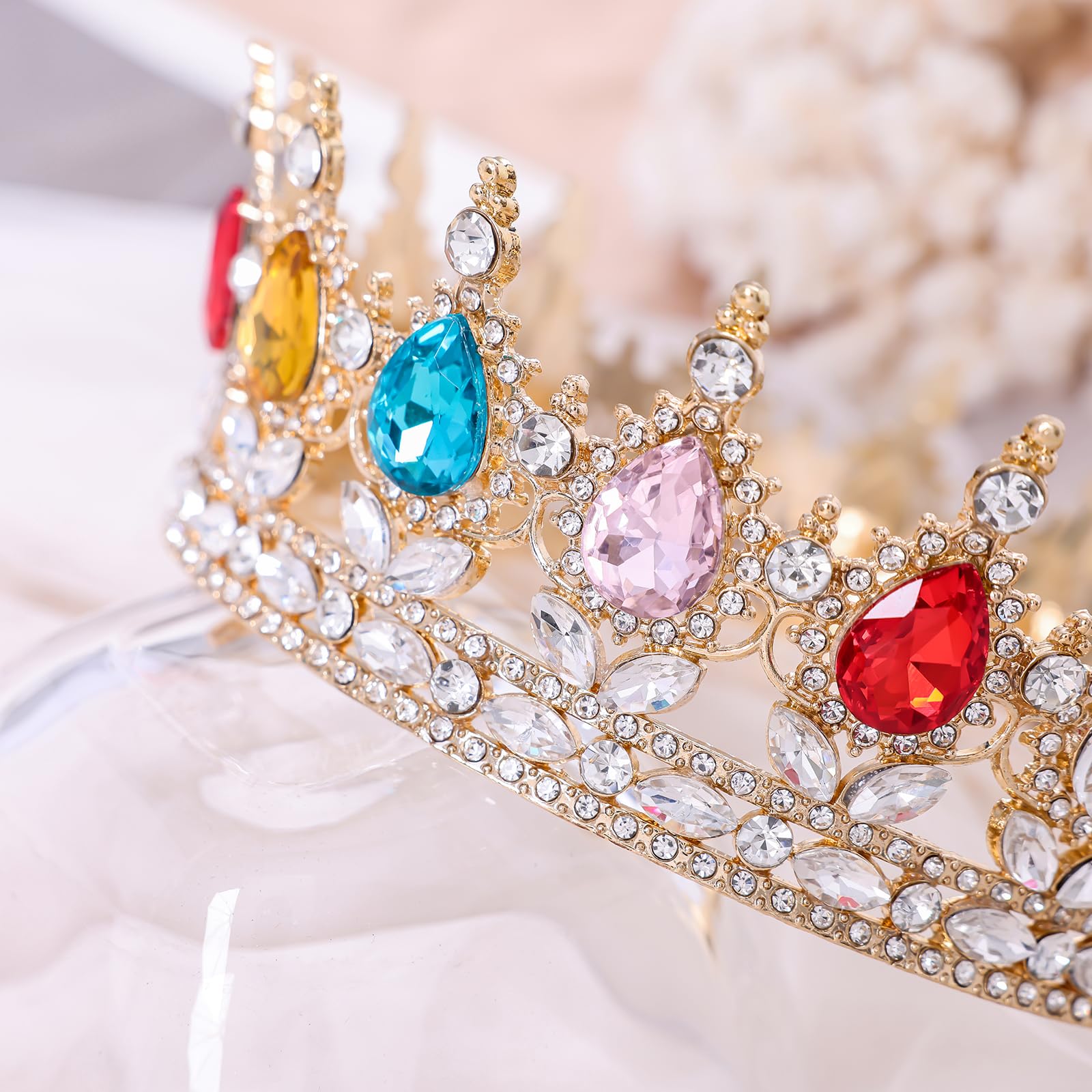 Amazon.com: Feltent Multicolor Queen Crown for Women Crystal  display picture 2