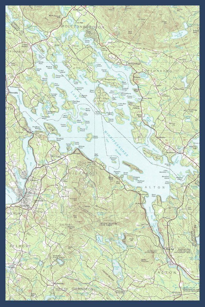 Map Of Lake Winnipesaukee Nh Amazon.com: Lake Winnipesaukee, New Hampshire - Map Only (9X12 Art Print,  Wall Decor Travel Poster): Posters & Prints