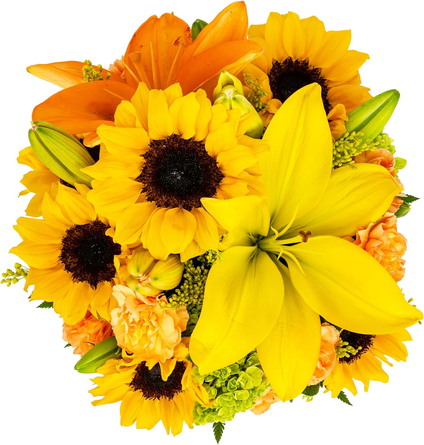 Sunny Day in Opal Vase | Fresh Sunflowers, Yellow Aquabloom Arrangement | Arabella Bouquets | Flowers for Delivery, Graduation, Birthday, Congratulations, Thanksgiving
