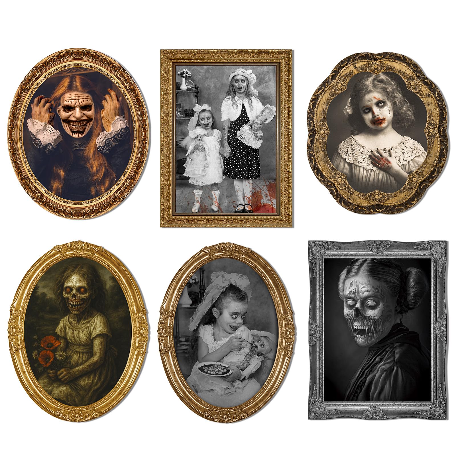 Scary Halloween Party Decoration Indoor Home Wall Decor, 3D Changing Face Moving Picture Portrait Frame, for Horror Spooky Party Supplies Castle