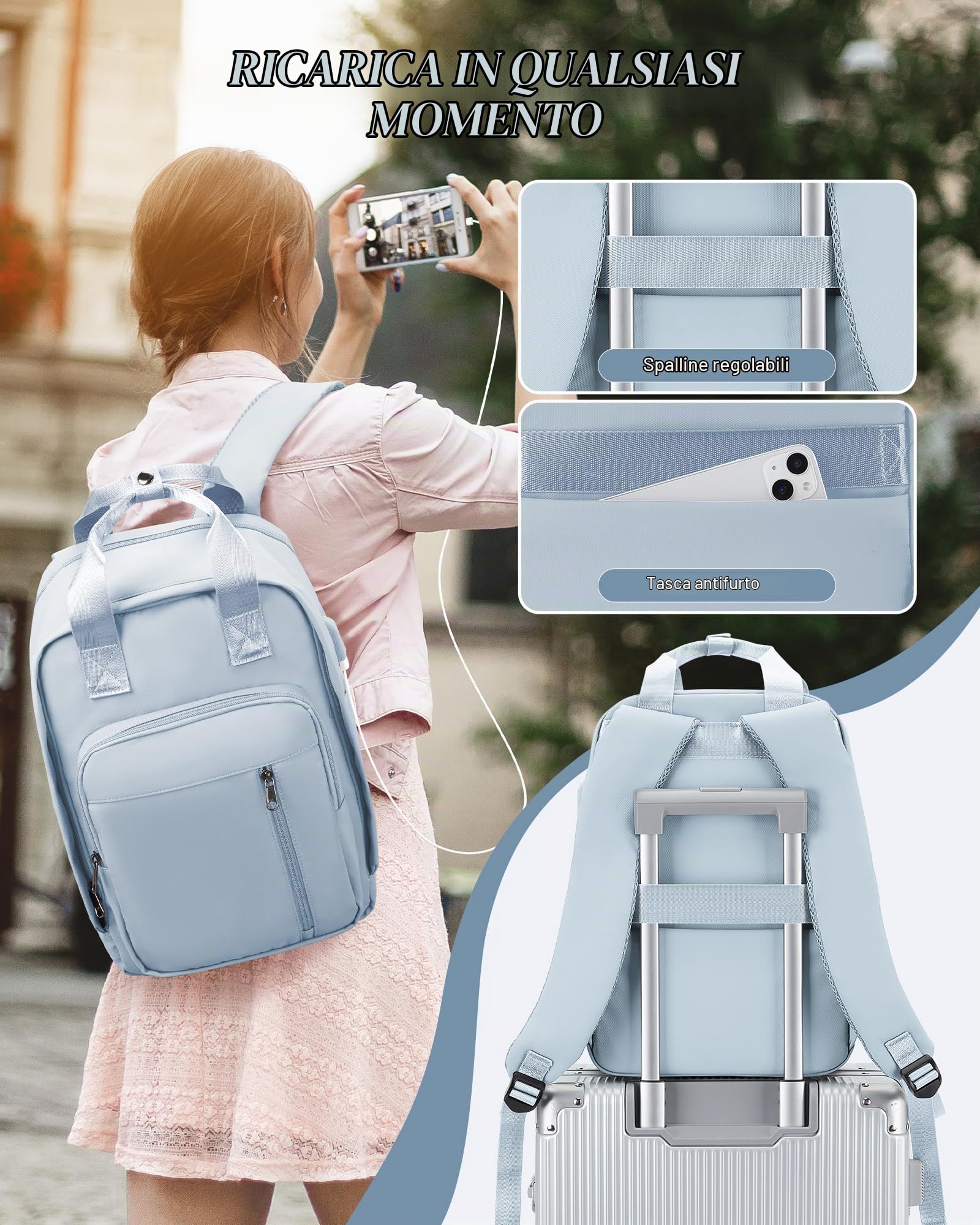 SZLX Zaino Ryanair 40x30x20 Sottovuoto Zaino da Viaggio 40x20x25 Bagaglio a Mano 40x30x20 Wizzair Donna Uomo Borsa da Cabina per Easyjet 45x36x20 Adatto a Laptop da 14 Pollici Impermeabile per Lavoro