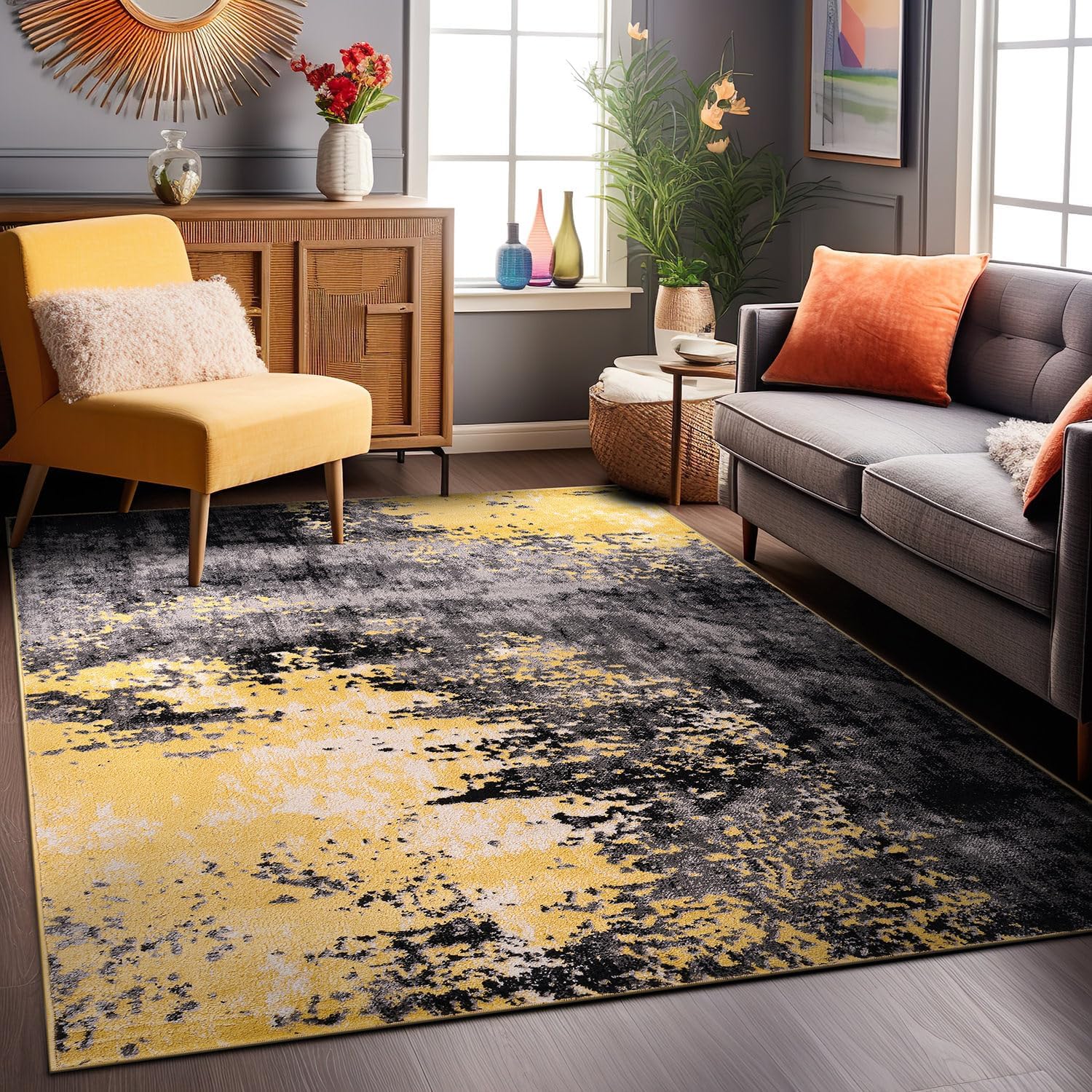 Amazon.com: Rugshop Contemporary Abstract Circle Design Soft Area Rug 7 ...