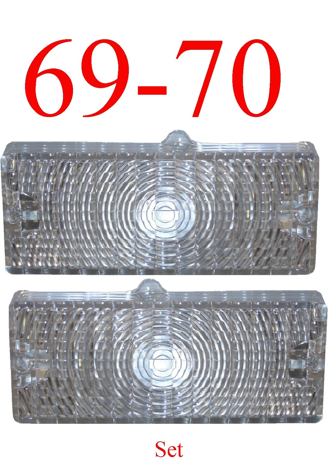 69-70 Chevy 2Pc Clear Parking Light Set L&R