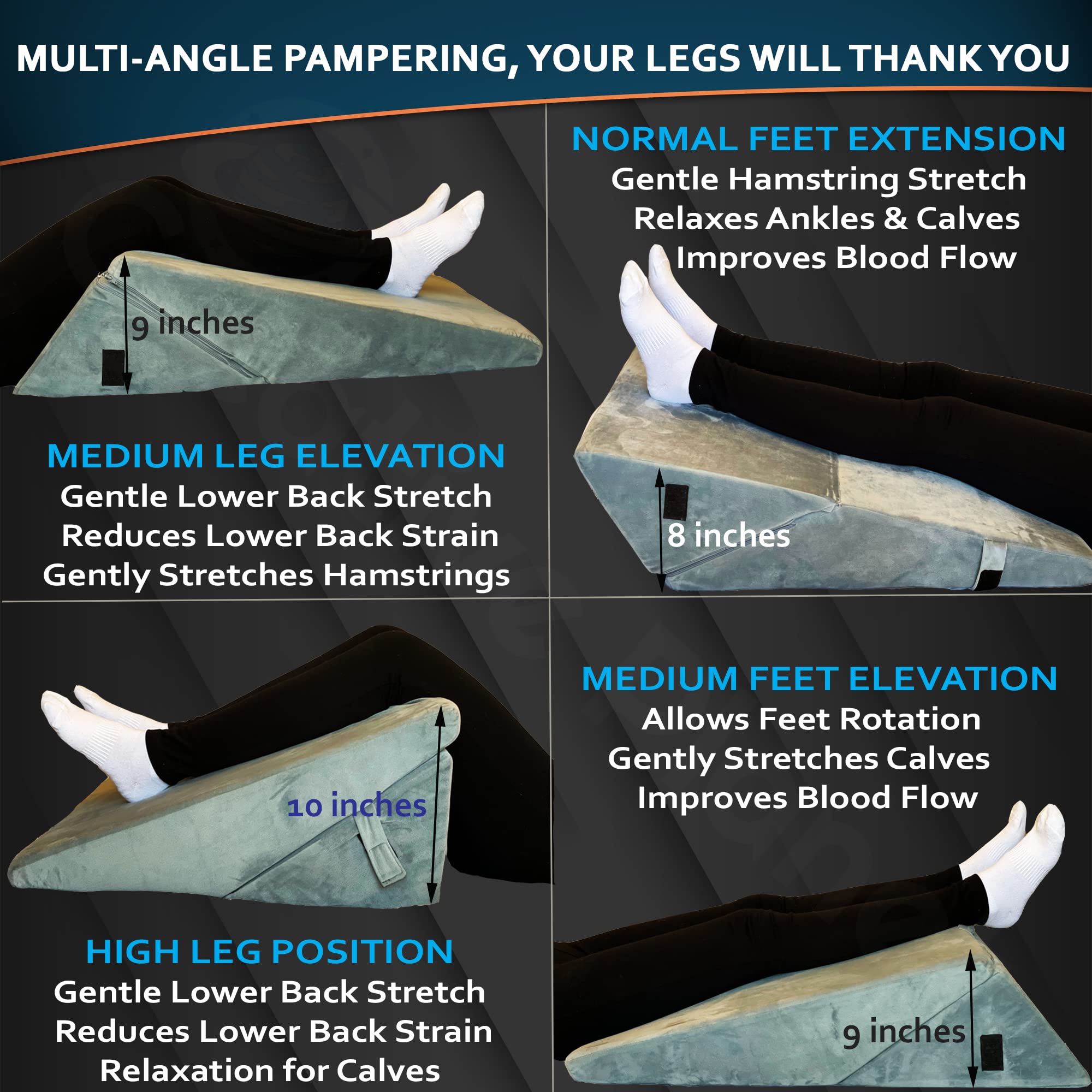 Buy Plush Bed Wedge Pillow Adult 3 in One Medical Leg Pillow, Reading