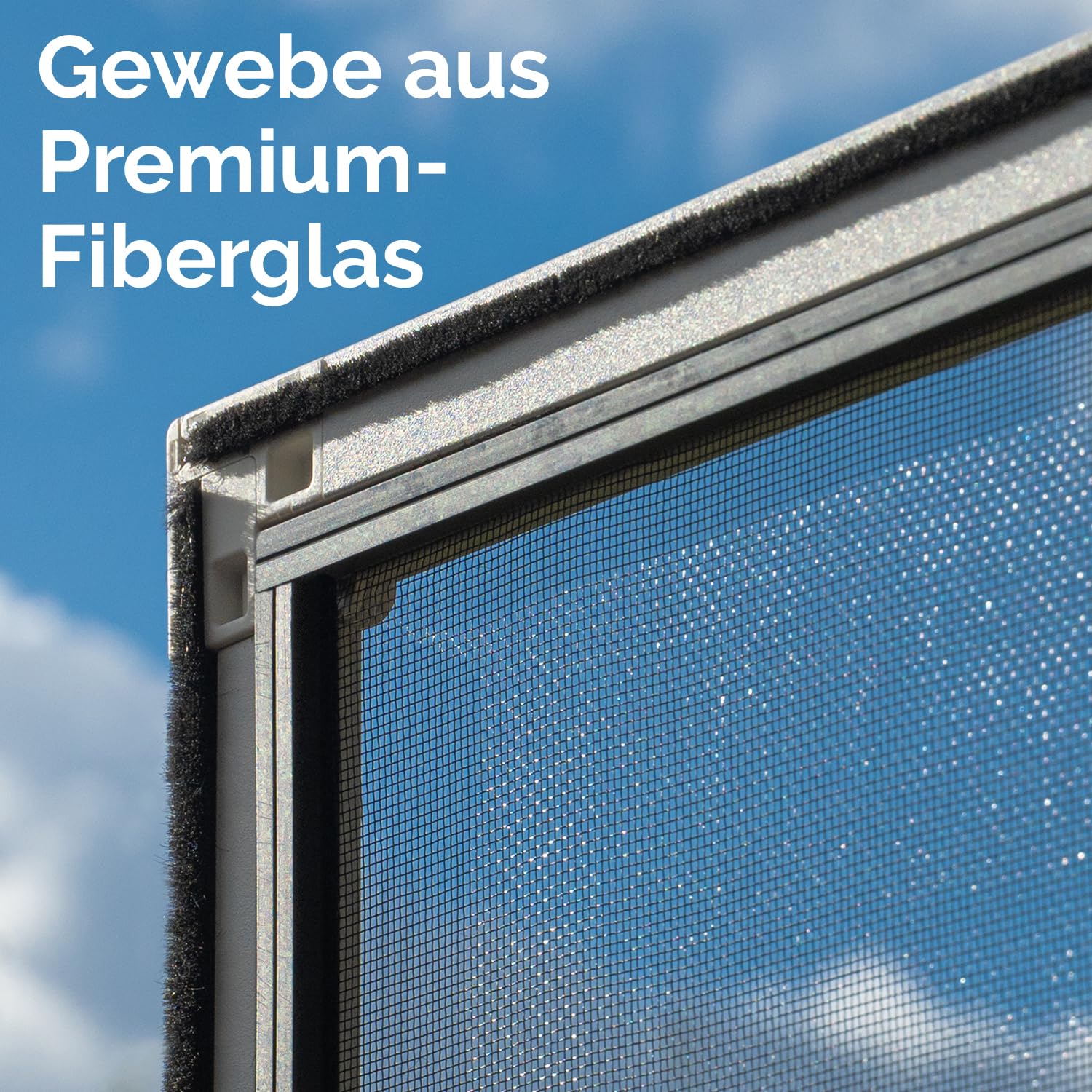 Nematek Insektenschutz Tür Teleskoprahmen - schmale Fliegengitter Tür mit Rahmen für Balkon & Terrasse - 100 x 210 cm teleskopierbare Fliegengitter Tür in weiß - Montage erfolgt ohne Zusägen