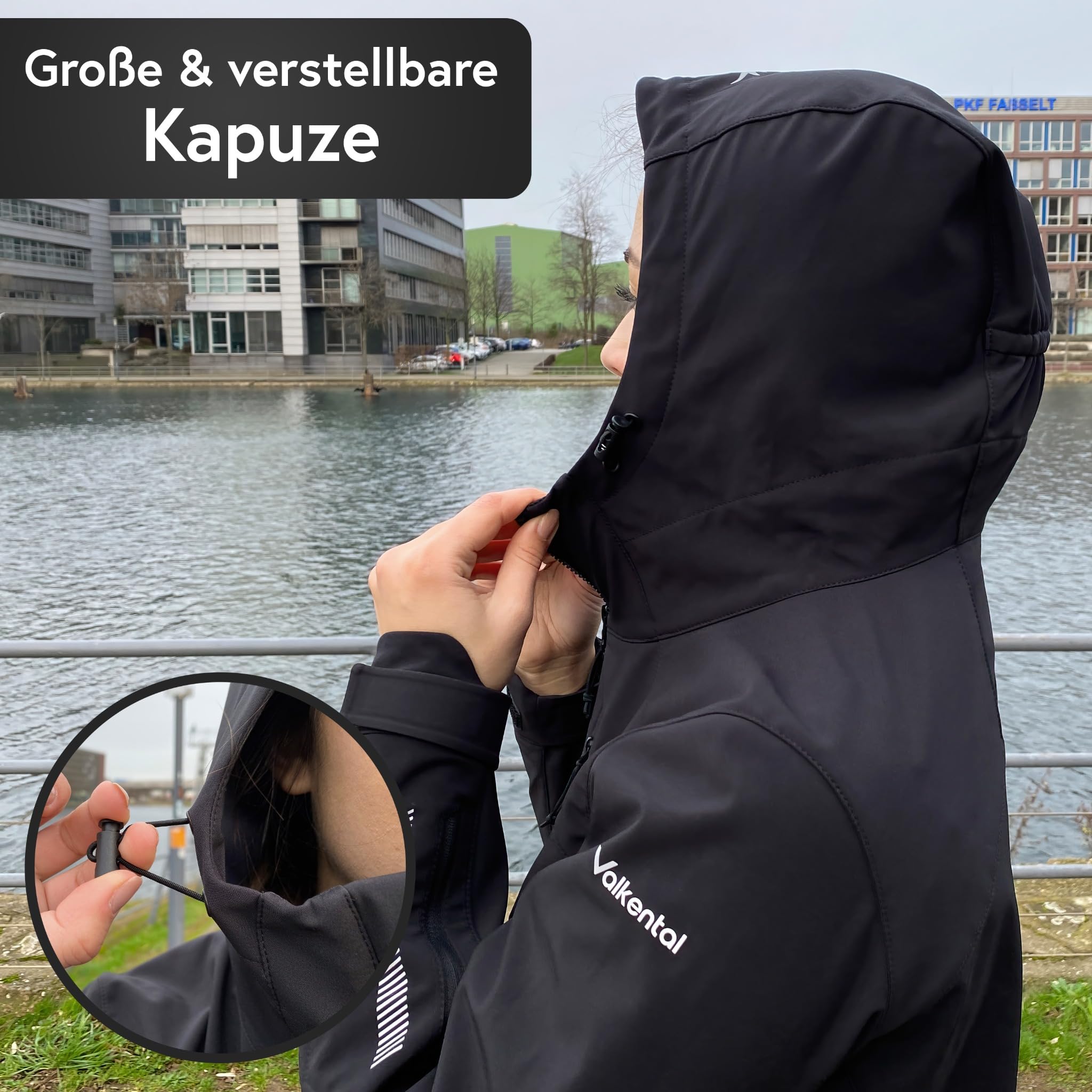 Valkental® Reflektierende Funktionsjacke [Das Original] - Damen - Wasserabweisend & Winddicht | Doppel Reißverschluss | Geeignet als Laufjacke, Fahrradjacke & Übergangsjacke | VERTEX Jacke