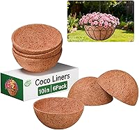 Vista 16 de Halatool 2 forros redondos de coco de 8 pulgadas, 100% fibra de coco natural para macetas, flores, verduras