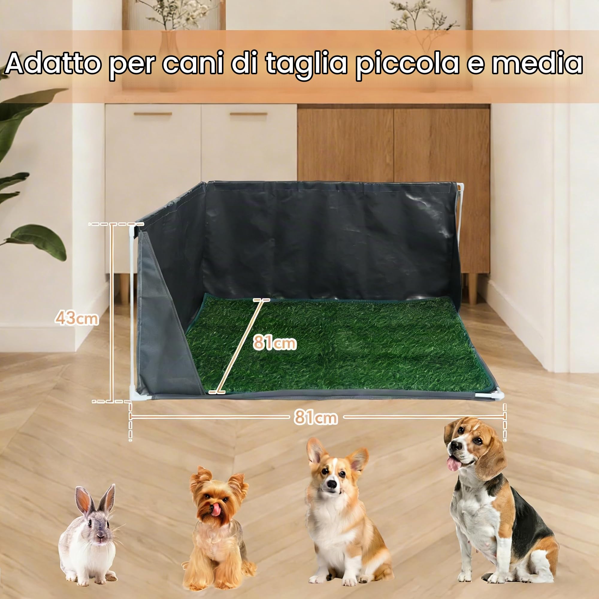 Dog Pee Pad Holder con pareti alte | Lettiera portatile per cani, per vasino interno, a prova di schizzi, anti-fuoriuscite, per cuccioli con erba erbosa