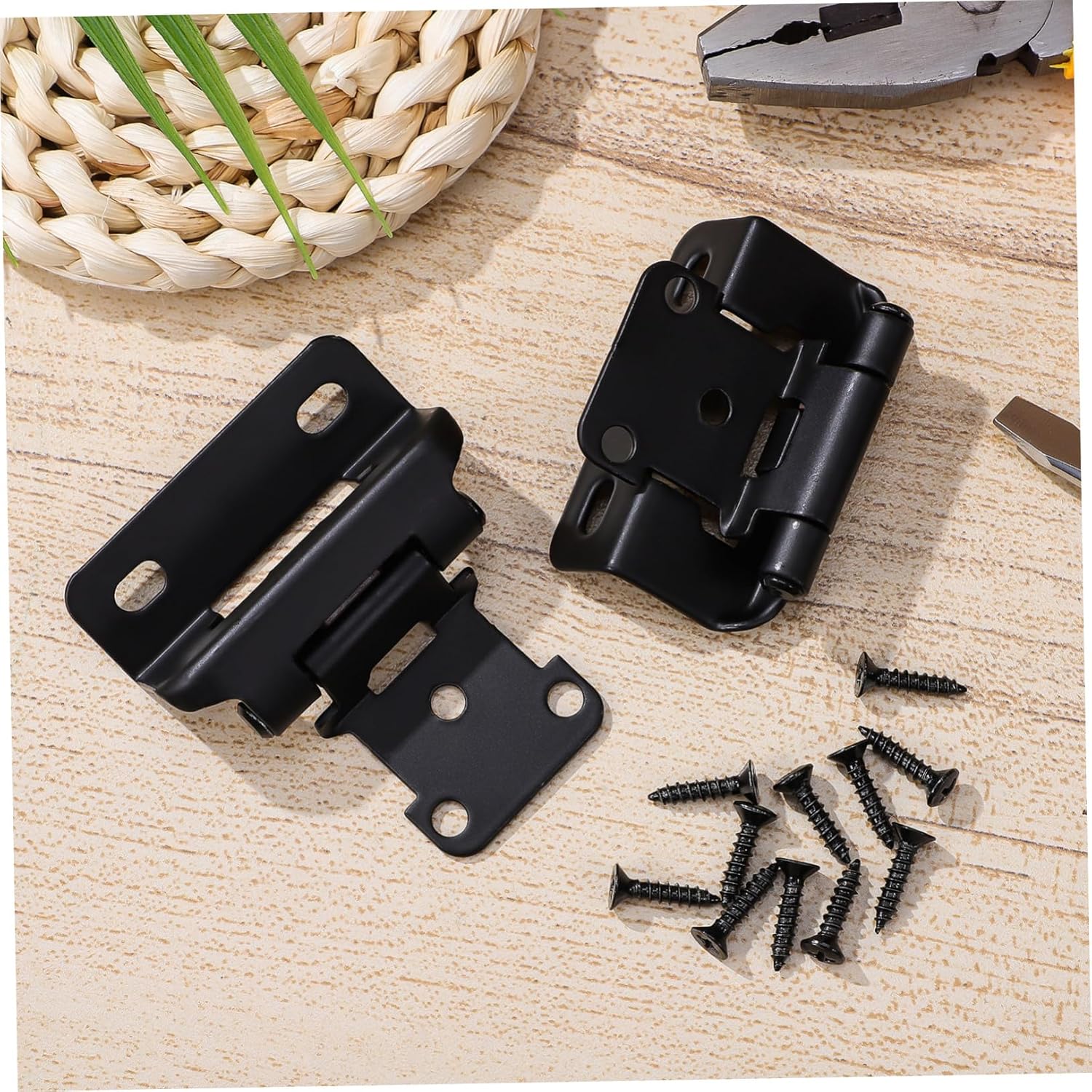 Mipcase 5sets Overlay Cabinet Hinges Soft Close Mechanism for Kitchen Doors Finish Easy to Install Screws Self-Closing Function Cold-Rolled Construction
